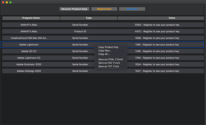 Product Key Explorer for MAC